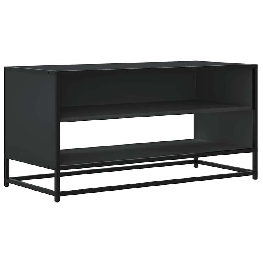 Meuble TV noir 91x40x46 cm bois d'ingénierie et métal - 2
