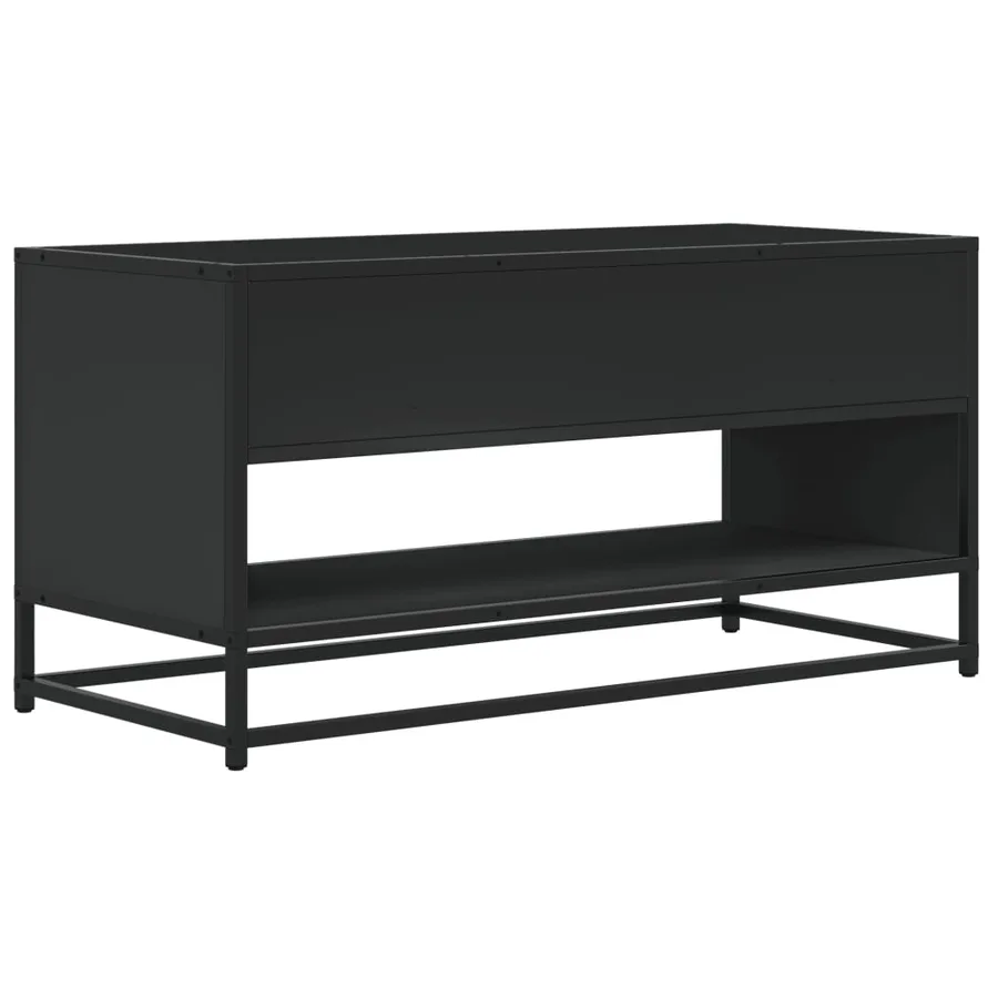Meuble TV noir 91x40x46 cm bois d'ingénierie et métal - 5