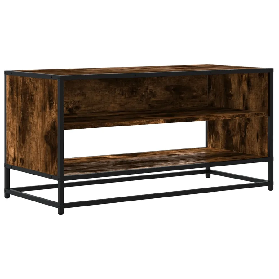 Meuble TV chêne fumé 91x40x46 cm bois d'ingénierie et métal - 2
