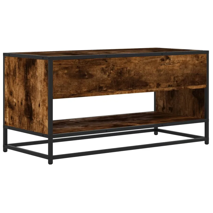 Meuble TV chêne fumé 91x40x46 cm bois d'ingénierie et métal - 5