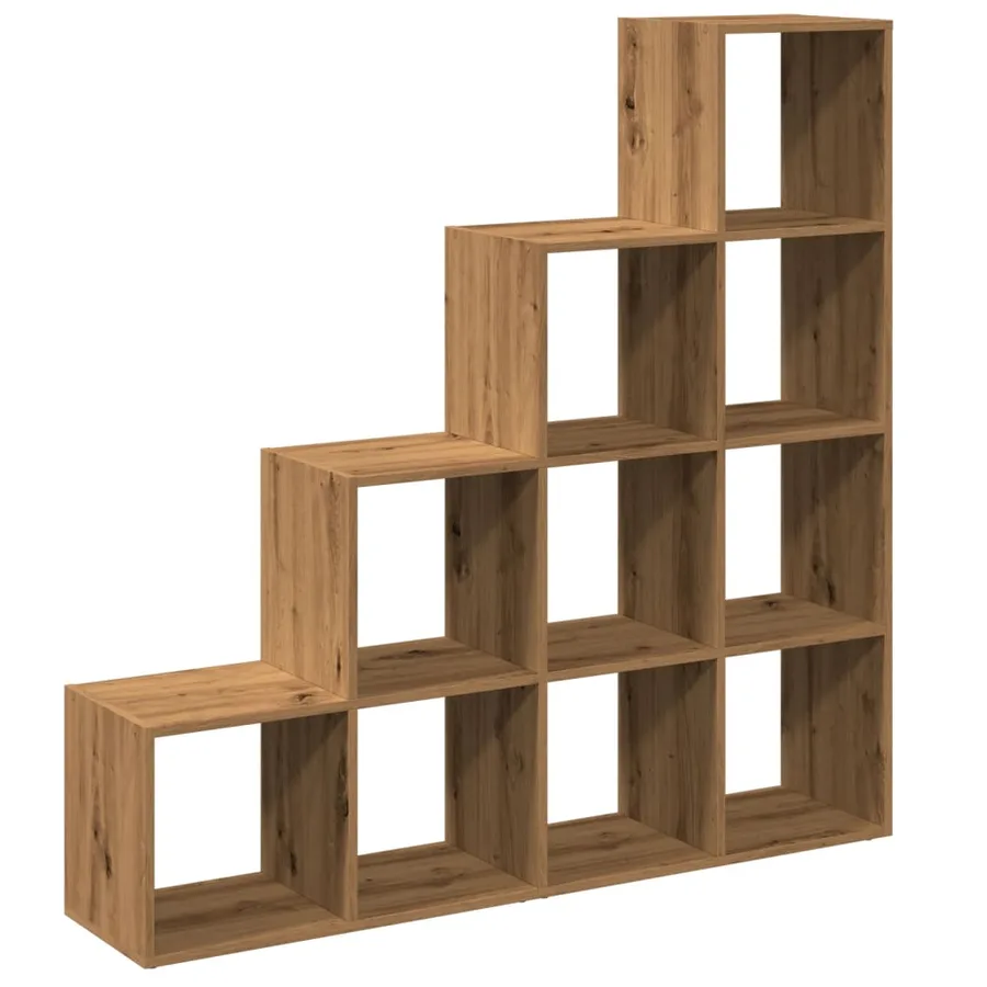 Étagère séparatrice de pièce à 4 niveaux chêne artisanal - 6