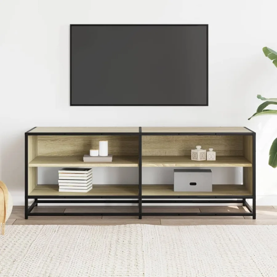 Meuble TV chêne sonoma 120,5x40x46cm bois d'ingénierie et métal - 3