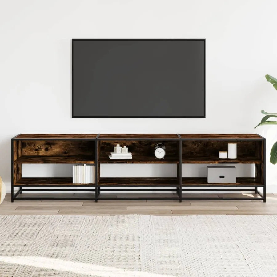 Meuble TV chêne fumé 180x40x46 cm bois d'ingénierie - 3