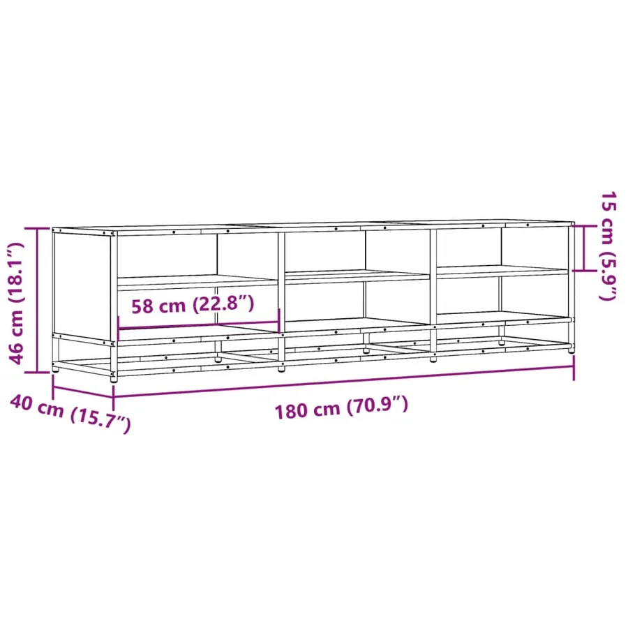 Meuble TV chêne fumé 180x40x46 cm bois d'ingénierie - 9