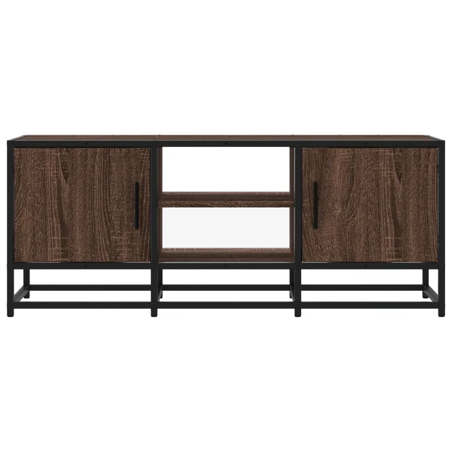 Meuble TV chêne marron 100x35x41 cm bois d'ingénierie et métal - 4