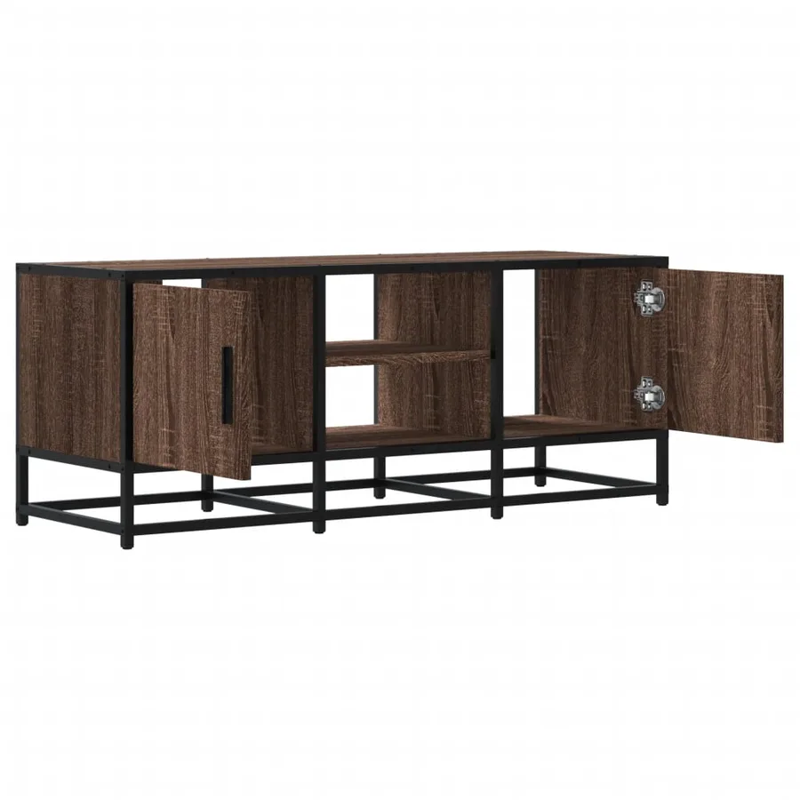 Meuble TV chêne marron 100x35x41 cm bois d'ingénierie et métal - 7