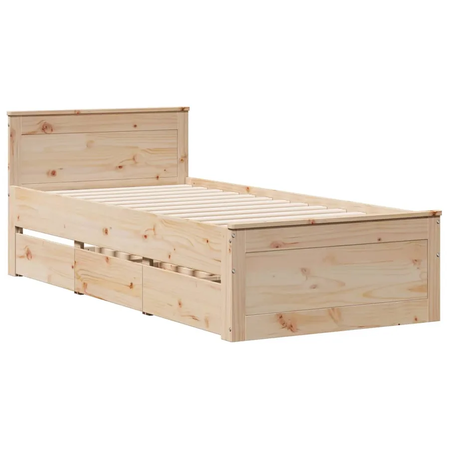 Lit bibliothèque sans matelas 75x190 cm bois de pin massif - 8