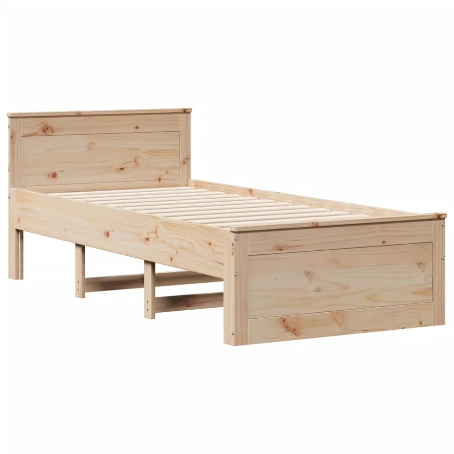 Lit bibliothèque sans matelas 75x190 cm bois de pin massif - 9