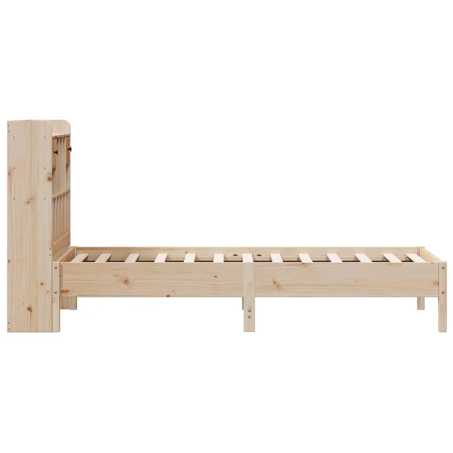 Lit bibliothèque sans matelas 90x200 cm bois de pin massif - 5