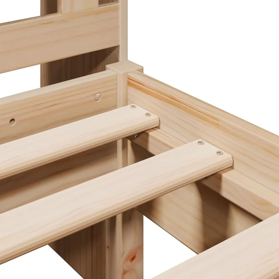 Lit bibliothèque sans matelas 90x200 cm bois de pin massif - 9