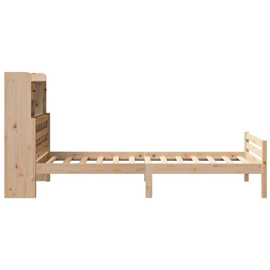 Lit bibliothèque sans matelas 90x200 cm bois de pin massif - 5