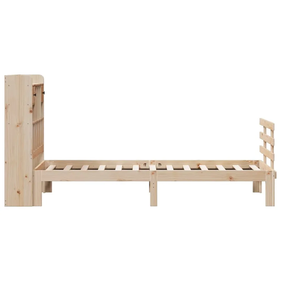 Lit bibliothèque sans matelas 90x200 cm bois de pin massif - 5