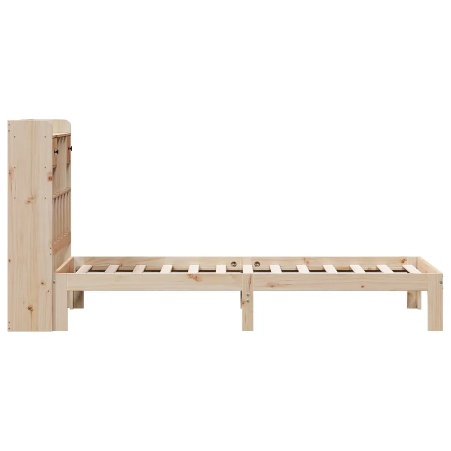 Lit bibliothèque sans matelas 90x190 cm bois de pin massif - 5