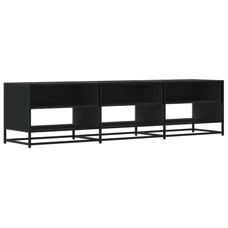 Meuble TV noir 180x40x46 cm bois d'ingénierie - 2