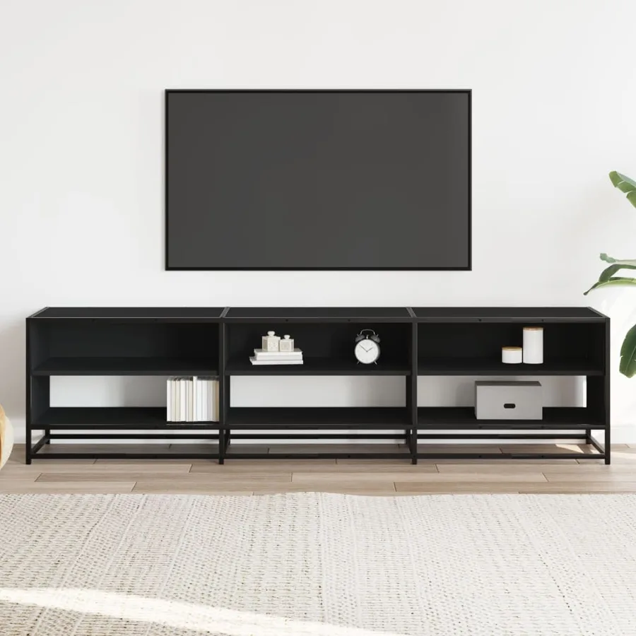 Meuble TV noir 180x40x46 cm bois d'ingénierie - 3