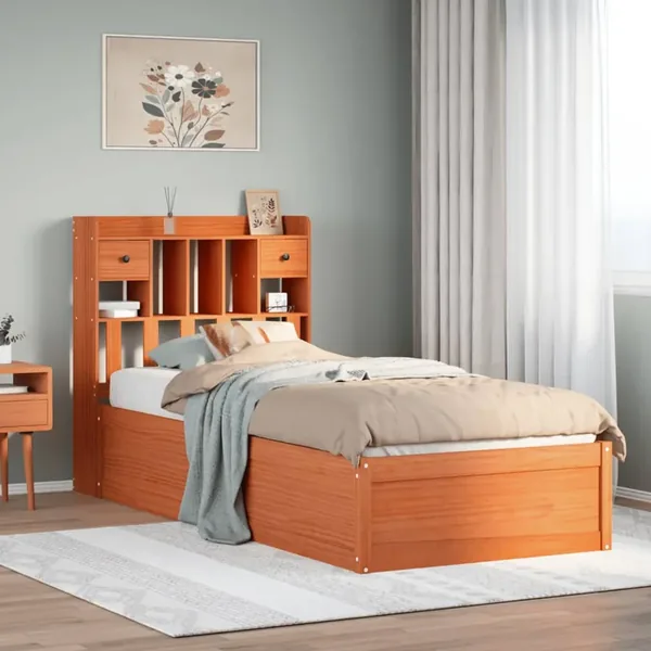 Cadre de lit sans matelas cire marron 75x190 cm bois pin massif