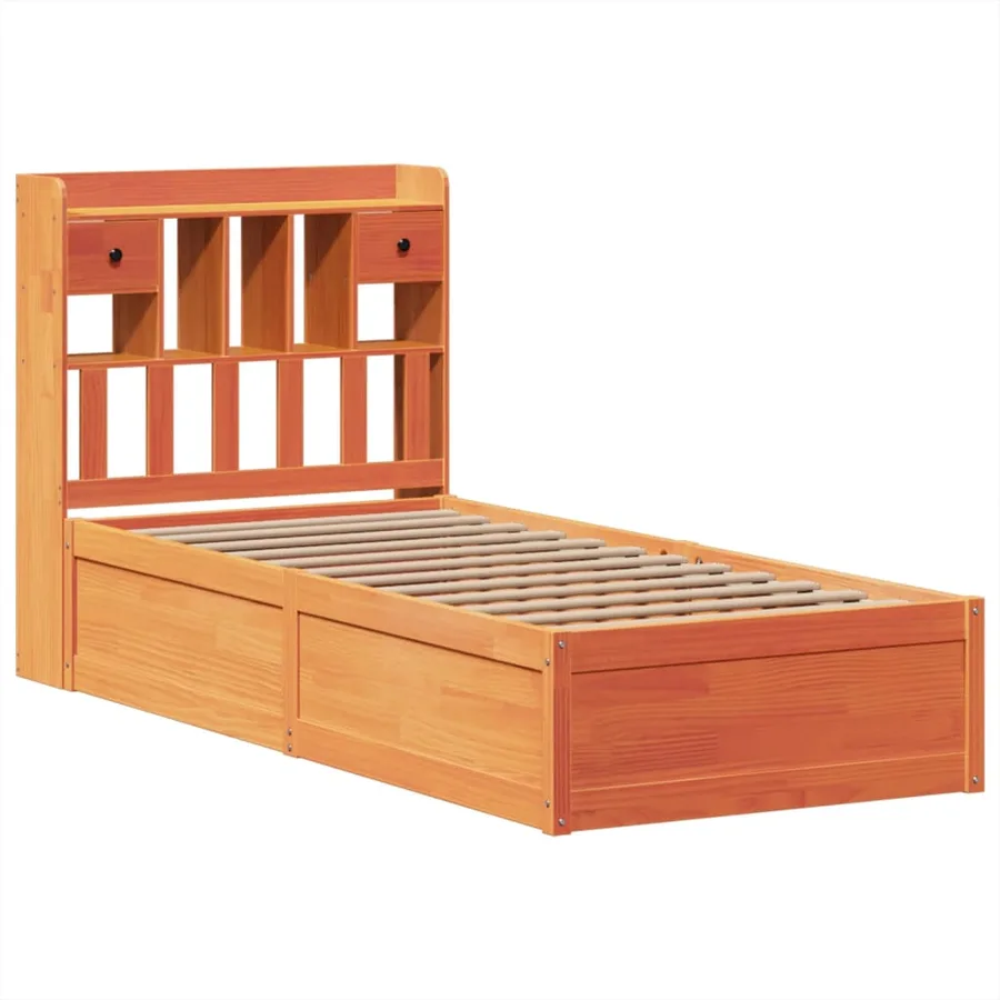 Cadre de lit sans matelas cire marron 75x190 cm bois pin massif - 3