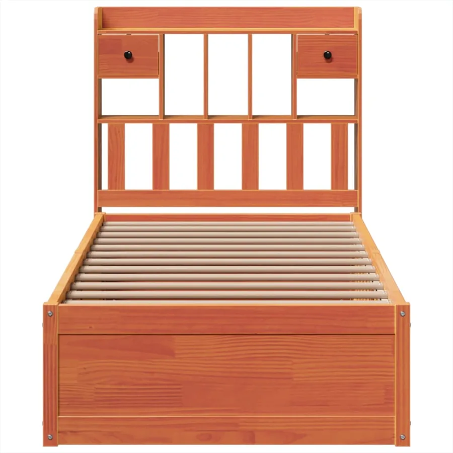 Cadre de lit sans matelas cire marron 75x190 cm bois pin massif - 4