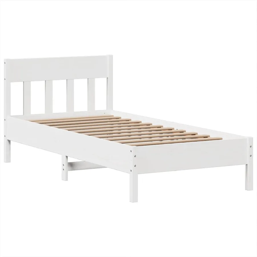 Cadre de lit sans matelas blanc 75x190 cm bois de pin massif - 5