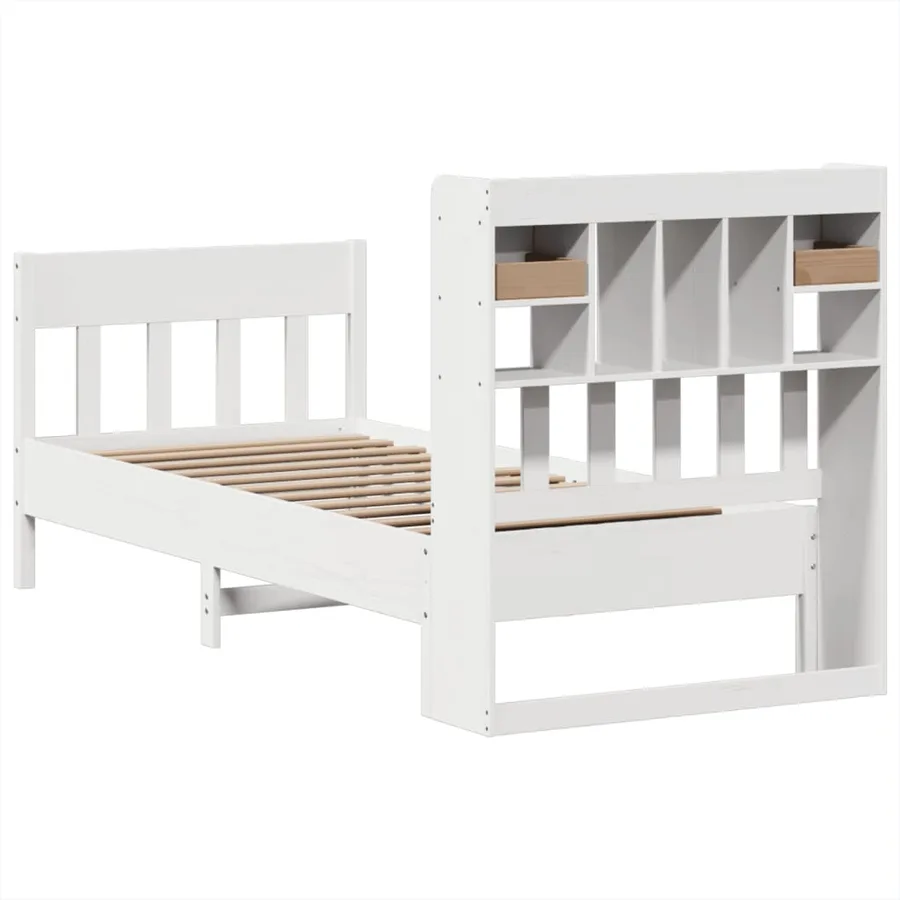 Cadre de lit sans matelas blanc 75x190 cm bois de pin massif - 8