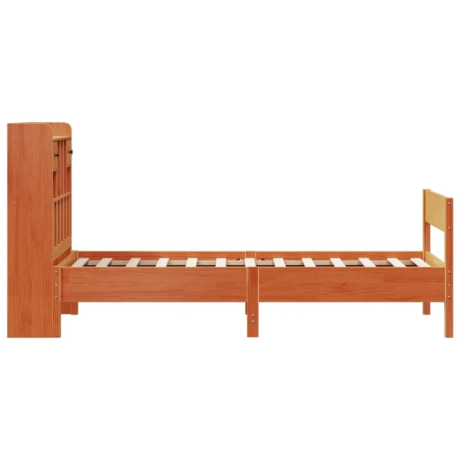 Lit bibliothèque sans matelas cire marron 75x190 cm pin massif - 5