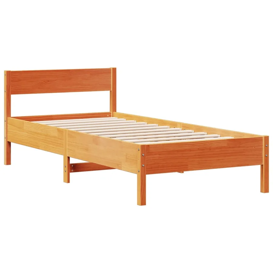 Lit bibliothèque sans matelas cire marron 75x190 cm pin massif - 8