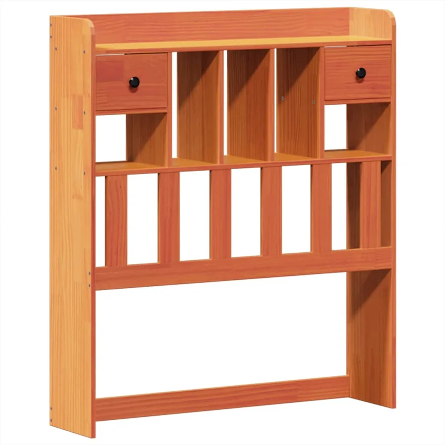 Lit bibliothèque sans matelas cire marron 75x190 cm pin massif - 7