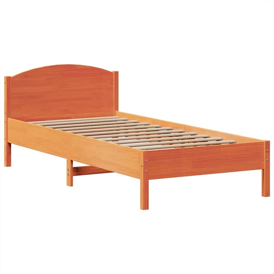 Lit bibliothèque sans matelas cire marron 75x190 cm pin massif - 8