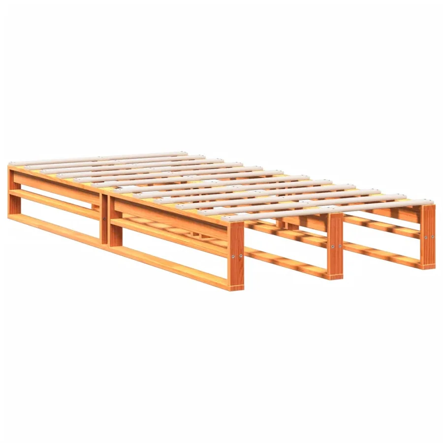 Lit bibliothèque sans matelas cire marron 100x200 cm pin massif - 5