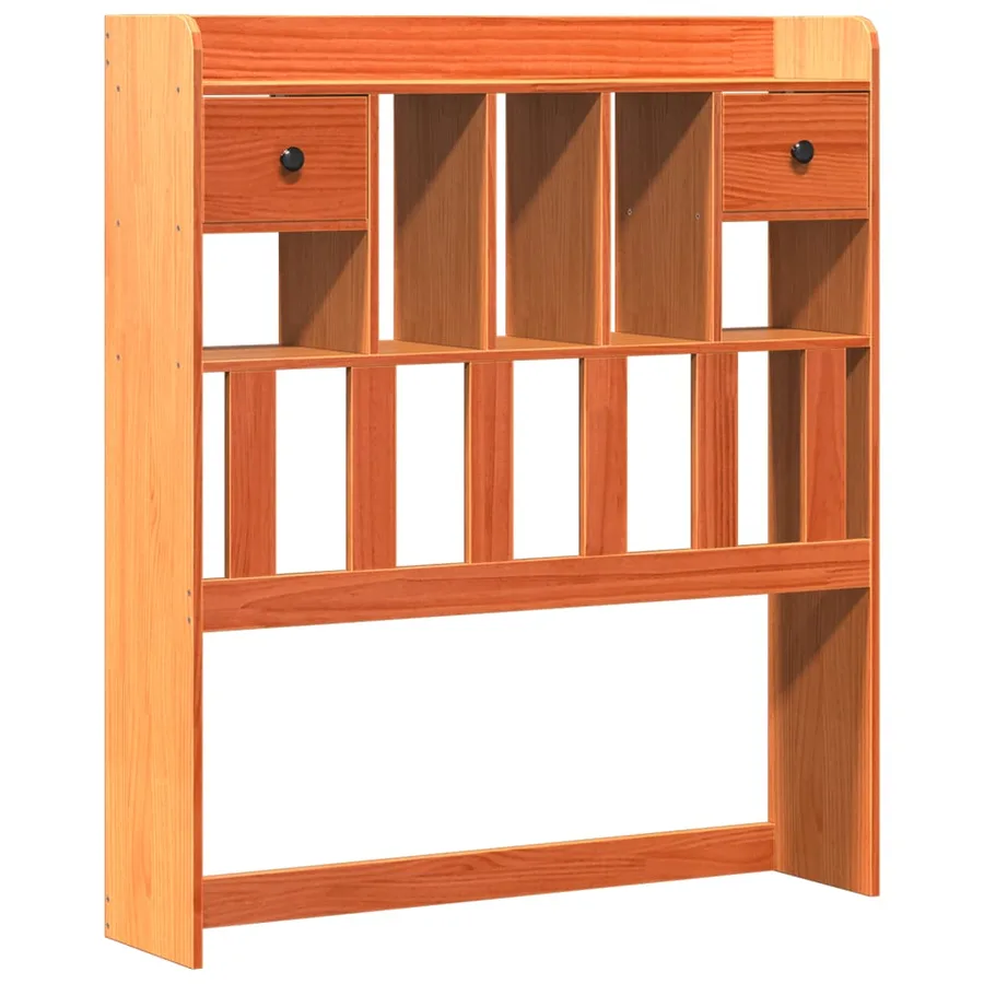 Lit bibliothèque sans matelas cire marron 100x200 cm pin massif - 6