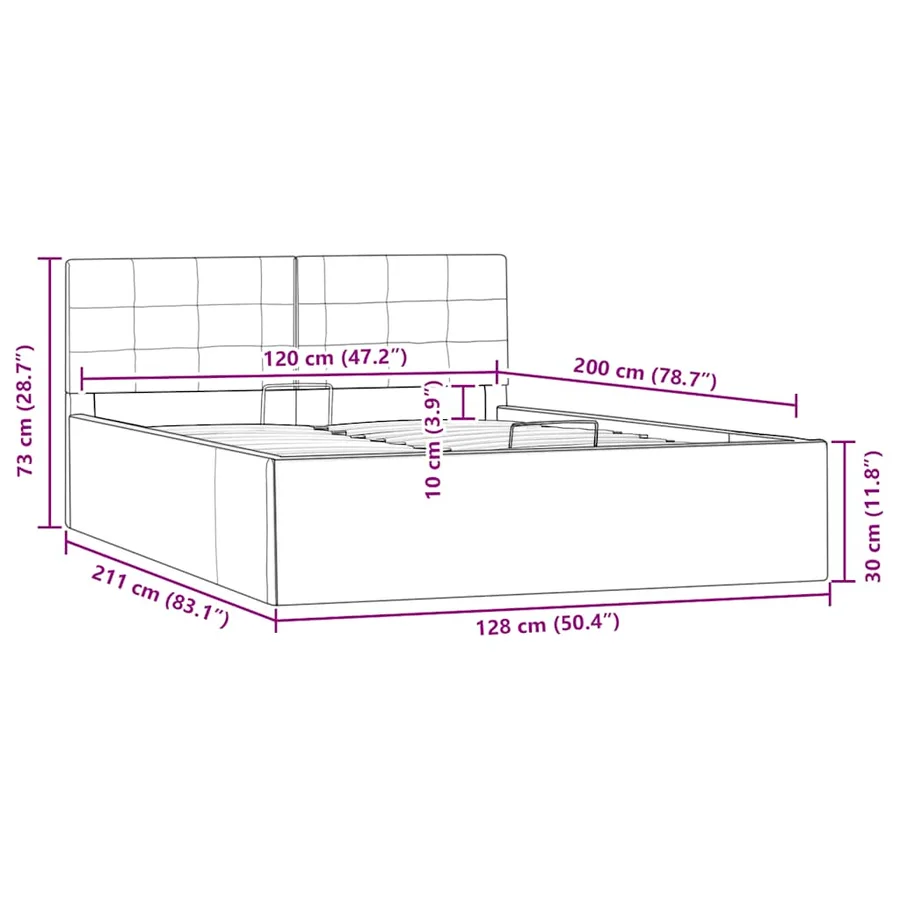 Cadre de lit à rangement hydraulique Noir Similicuir 120x200 cm - 10