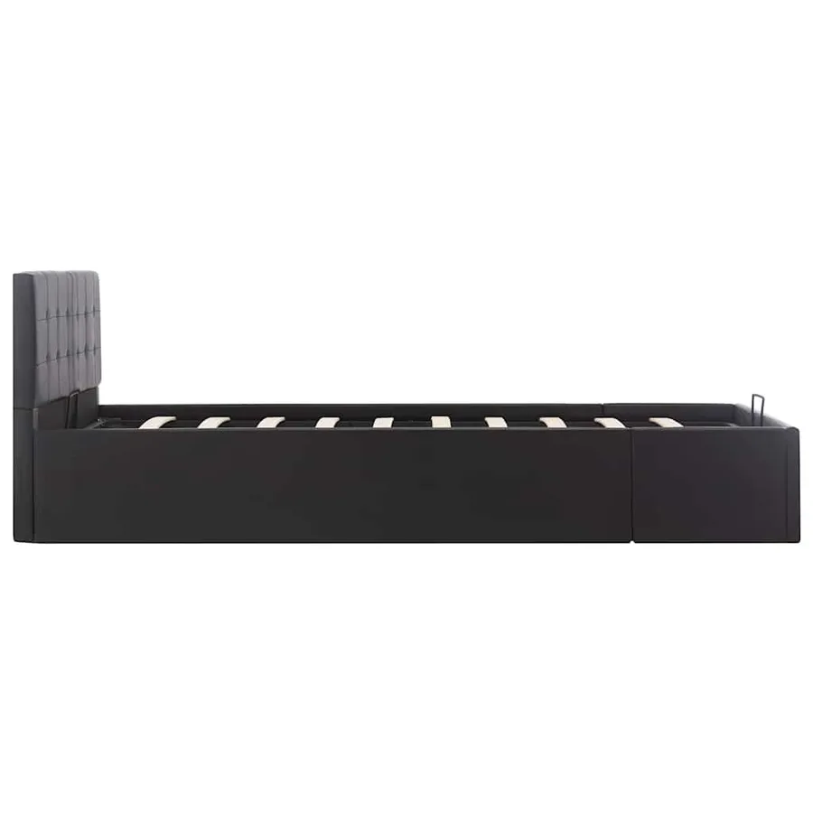 Cadre de lit à rangement hydraulique Noir Similicuir 120x200 cm - 5