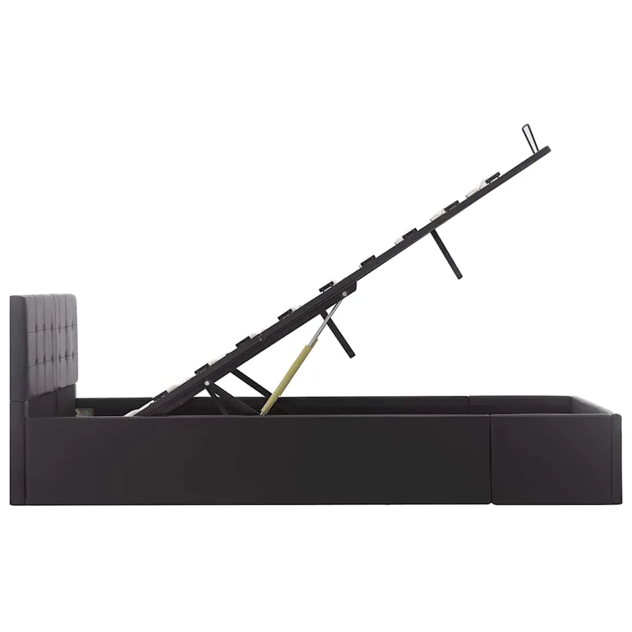 Cadre de lit à rangement hydraulique Noir Similicuir 120x200 cm - 6