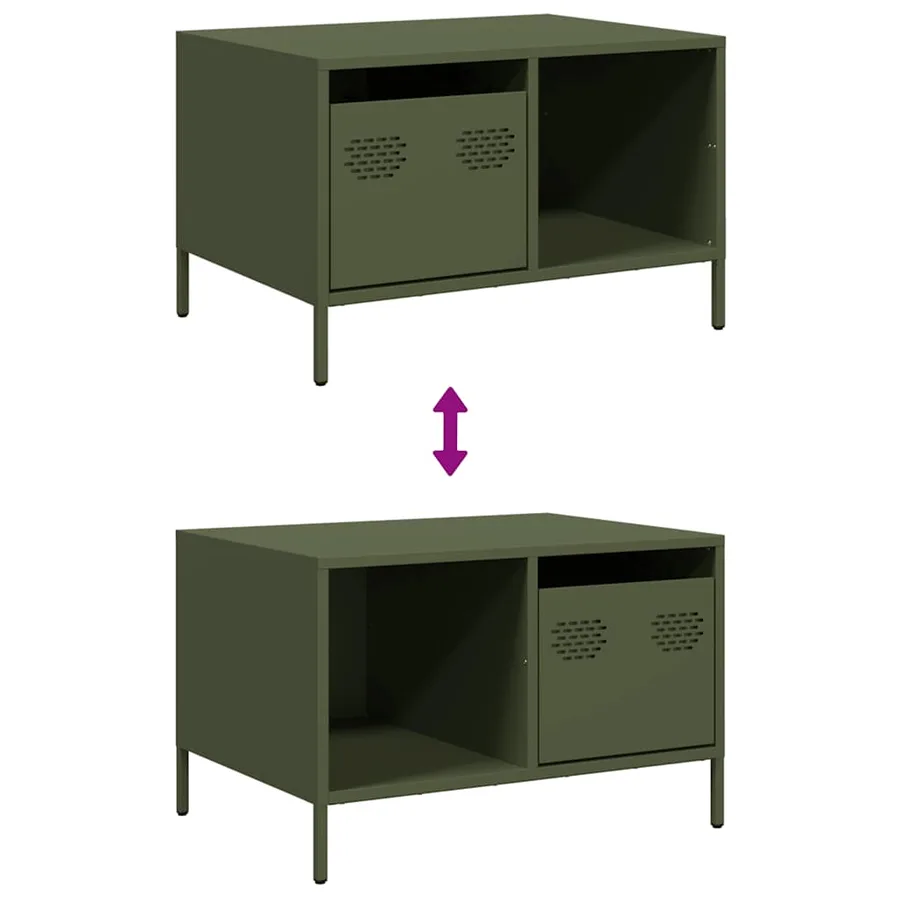 Table basse vert olive 68,5x50x43,5 cm acier laminé à froid - 10