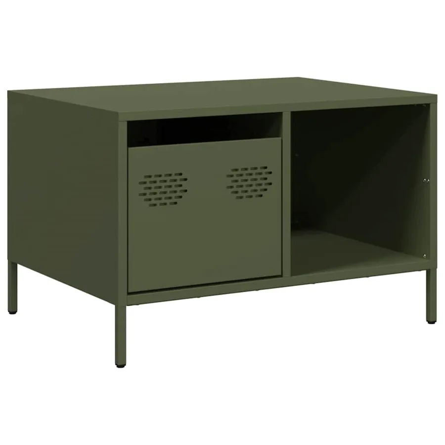 Table basse vert olive 68,5x50x43,5 cm acier laminé à froid - 2