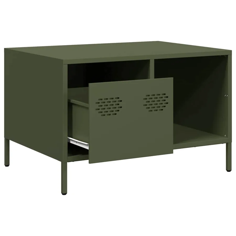 Table basse vert olive 68,5x50x43,5 cm acier laminé à froid - 5