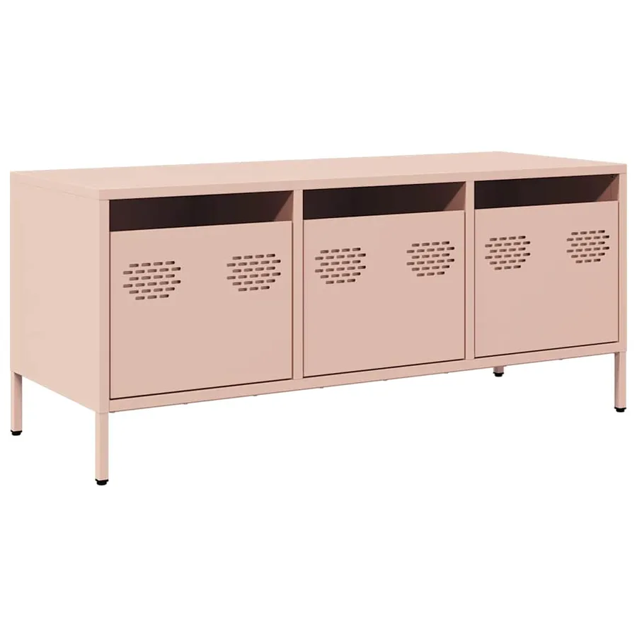 Meuble TV rose 101,5x39x43,5 cm acier laminé à froid - 2