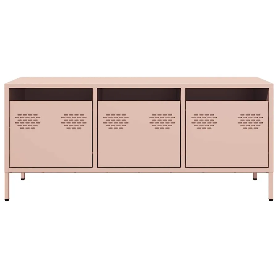 Meuble TV rose 101,5x39x43,5 cm acier laminé à froid - 4
