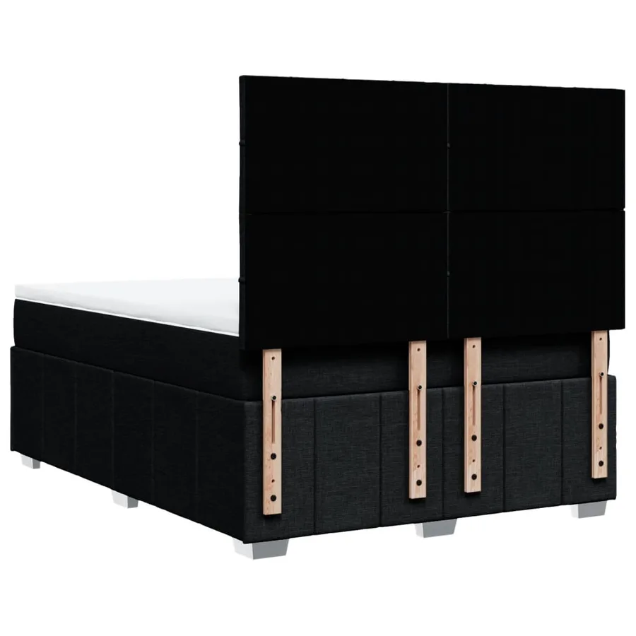 Sommier à lattes de lit avec matelas Noir 160x200 cm Tissu - 8