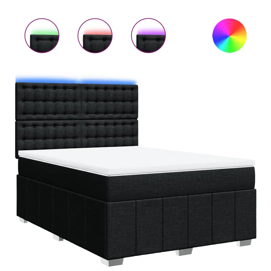 Sommier à lattes de lit avec matelas Noir 160x200 cm Tissu - 2
