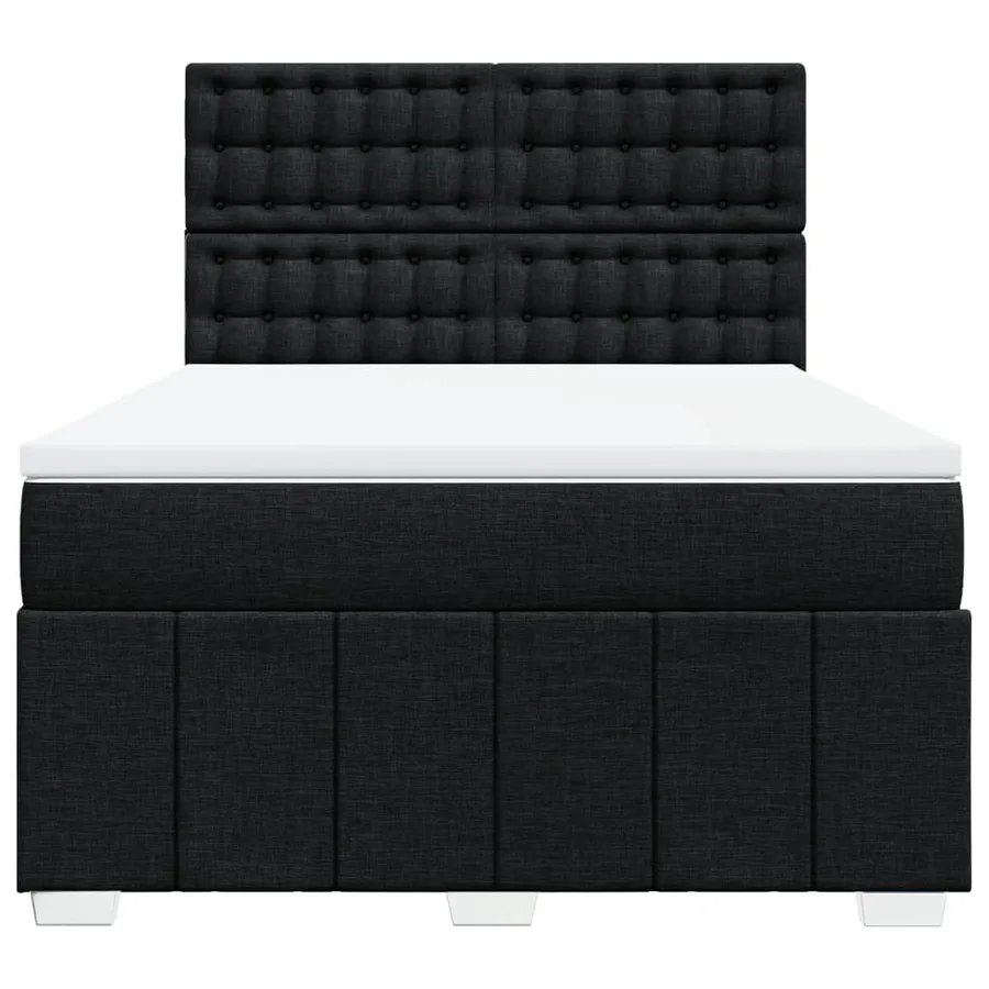 Sommier à lattes de lit avec matelas Noir 160x200 cm Tissu - 6