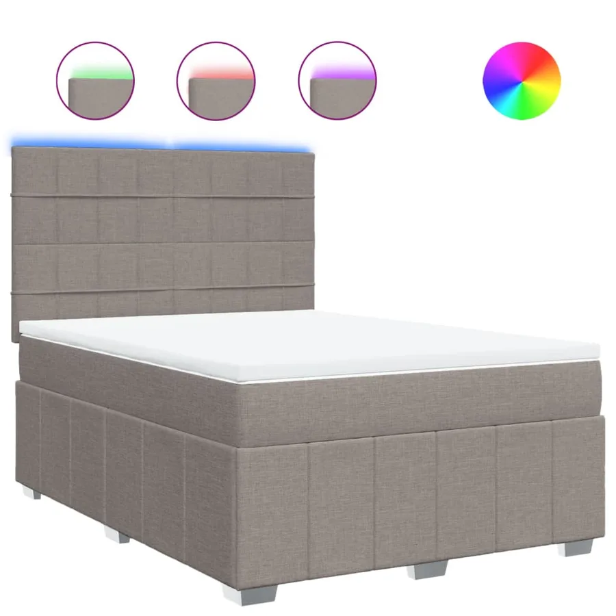 Sommier à lattes de lit avec matelas Taupe 160x200 cm Tissu - 2