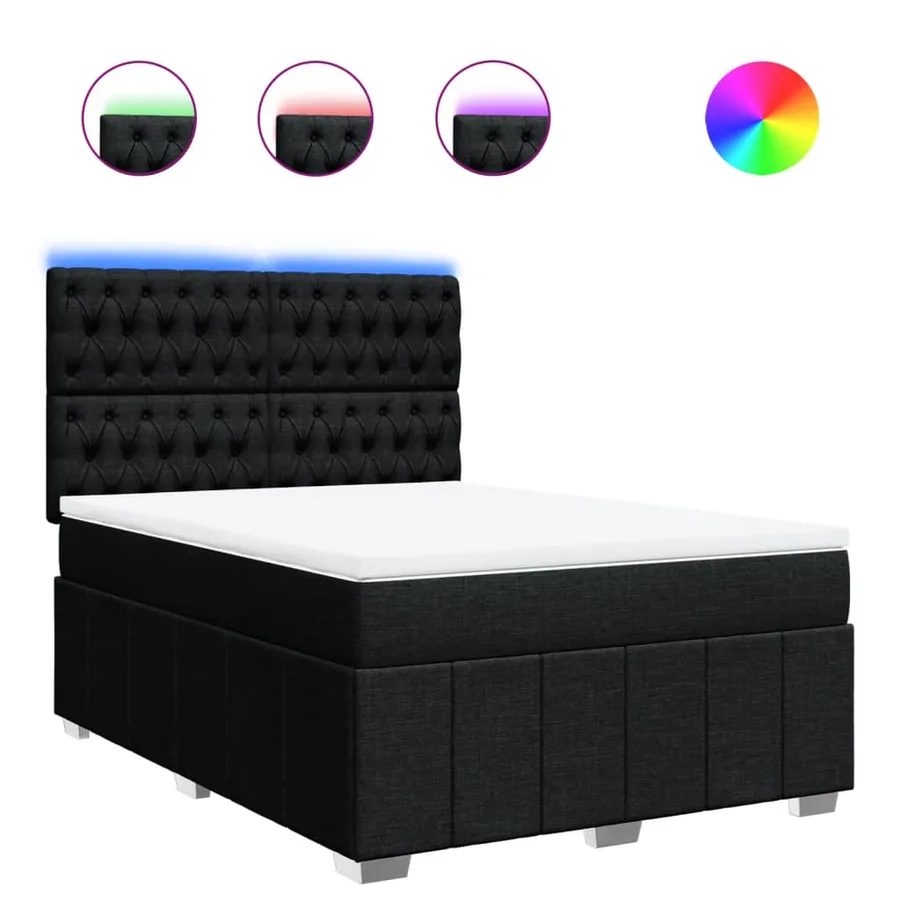 Sommier à lattes de lit avec matelas Noir 160x200 cm Tissu - 2