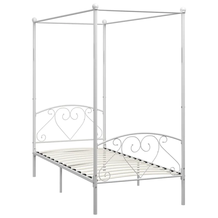 Cadre de lit à baldaquin sans matelas blanc métal 90x200 cm - 2