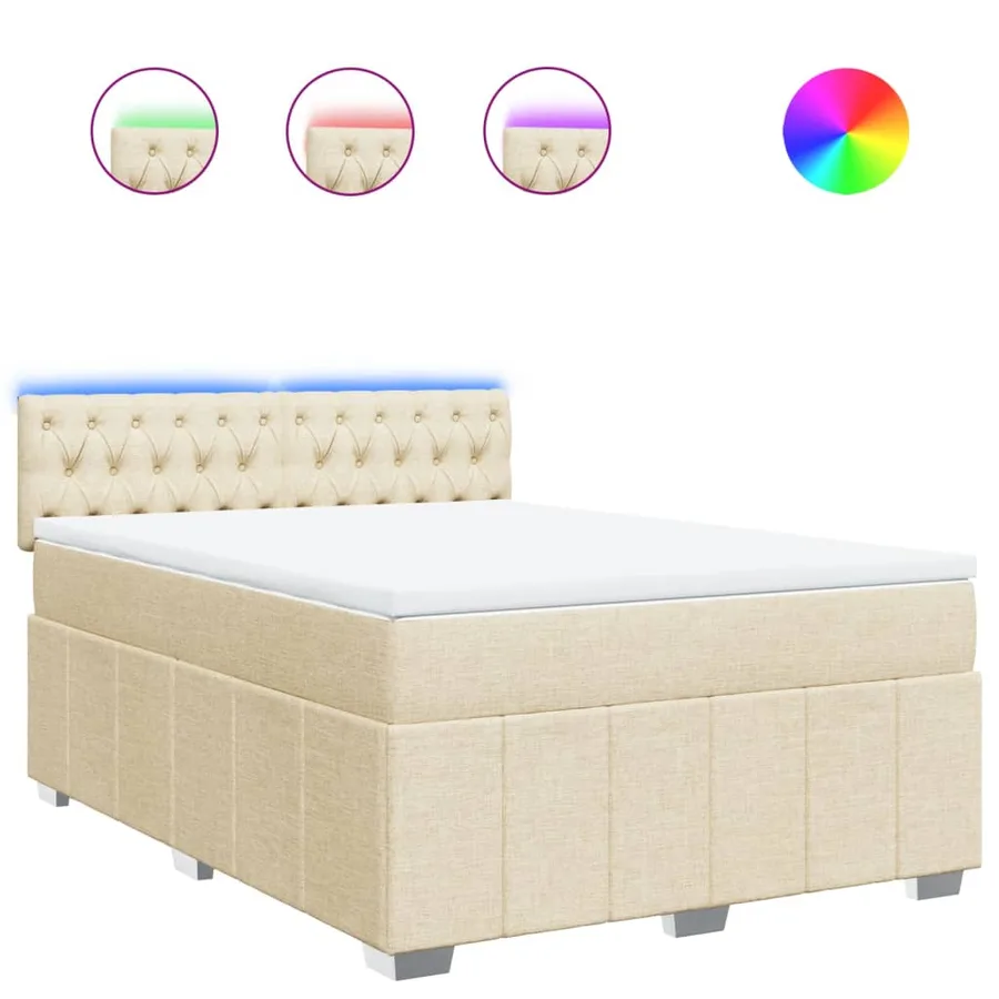 Sommier à lattes de lit avec matelas Crème 160x200 cm Tissu - 2
