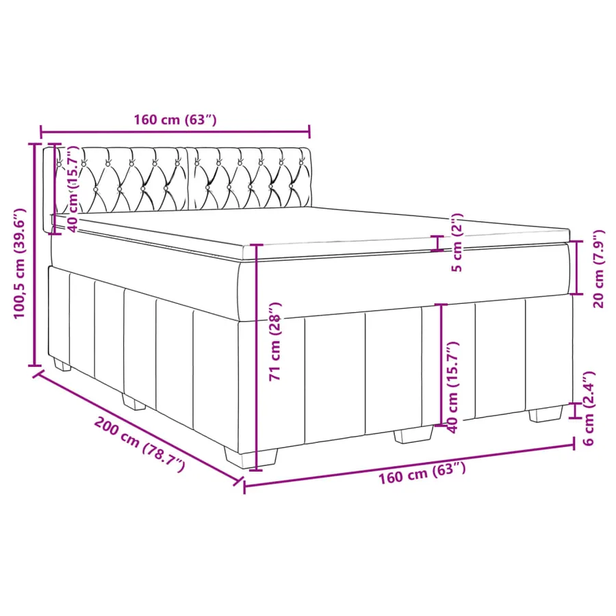 Sommier à lattes de lit avec matelas Crème 160x200 cm Tissu - 13