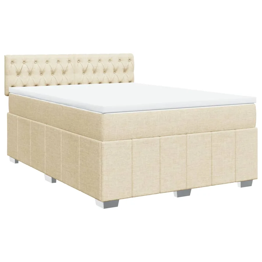 Sommier à lattes de lit avec matelas Crème 160x200 cm Tissu - 2