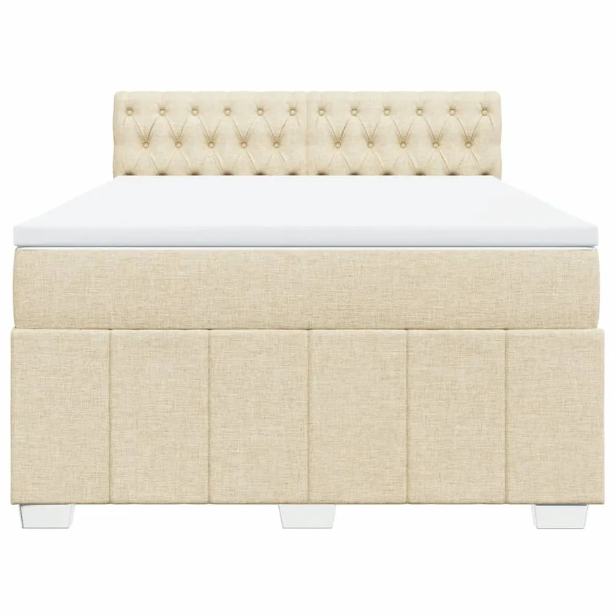 Sommier à lattes de lit avec matelas Crème 160x200 cm Tissu - 4
