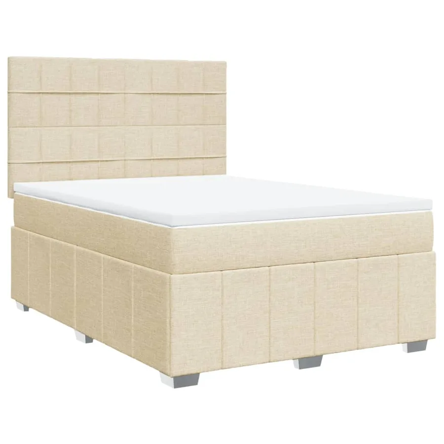 Sommier à lattes de lit avec matelas Crème 160x200 cm Tissu - 2
