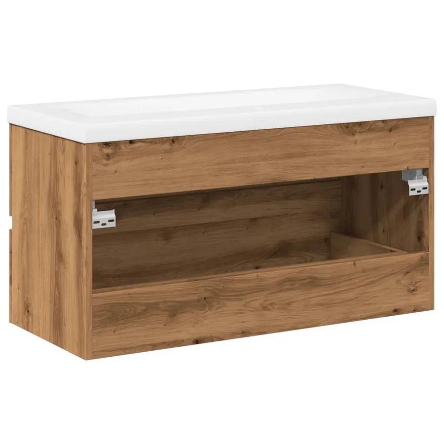 Armoire lavabo avec bassin intégré chêne artisanal - 8